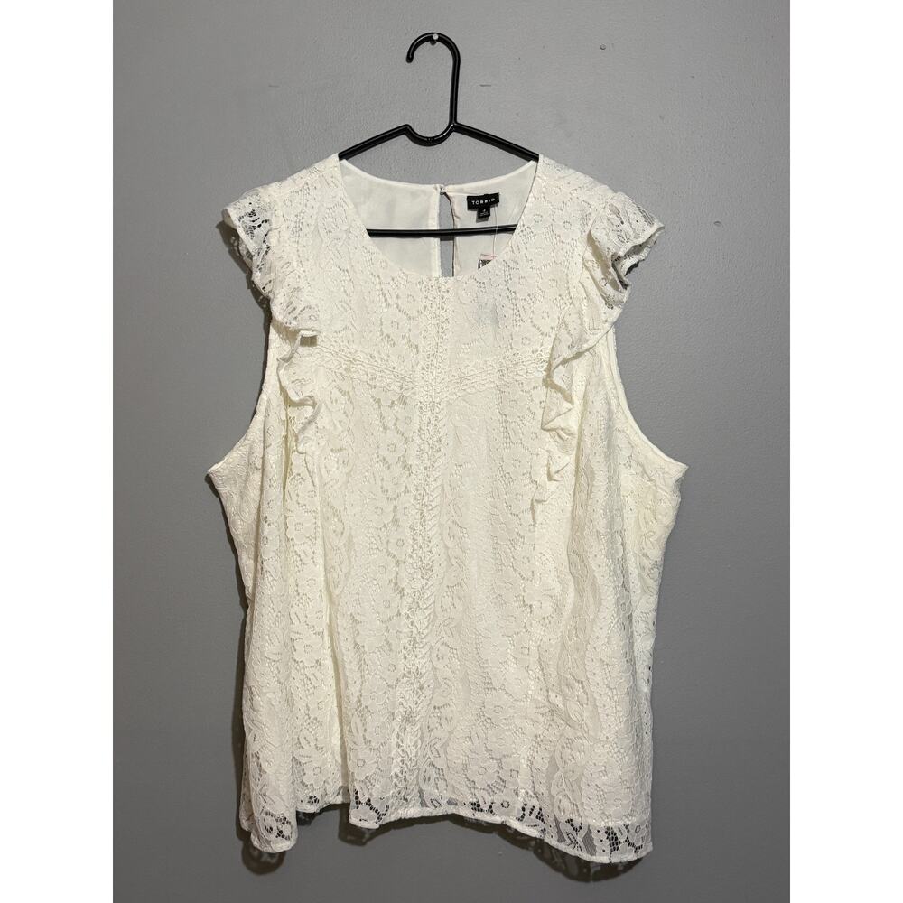 Torrid NWT Lace Ruffle Trim Top 4X 26 Ivory Cloud Dancer Plus Size Blouse